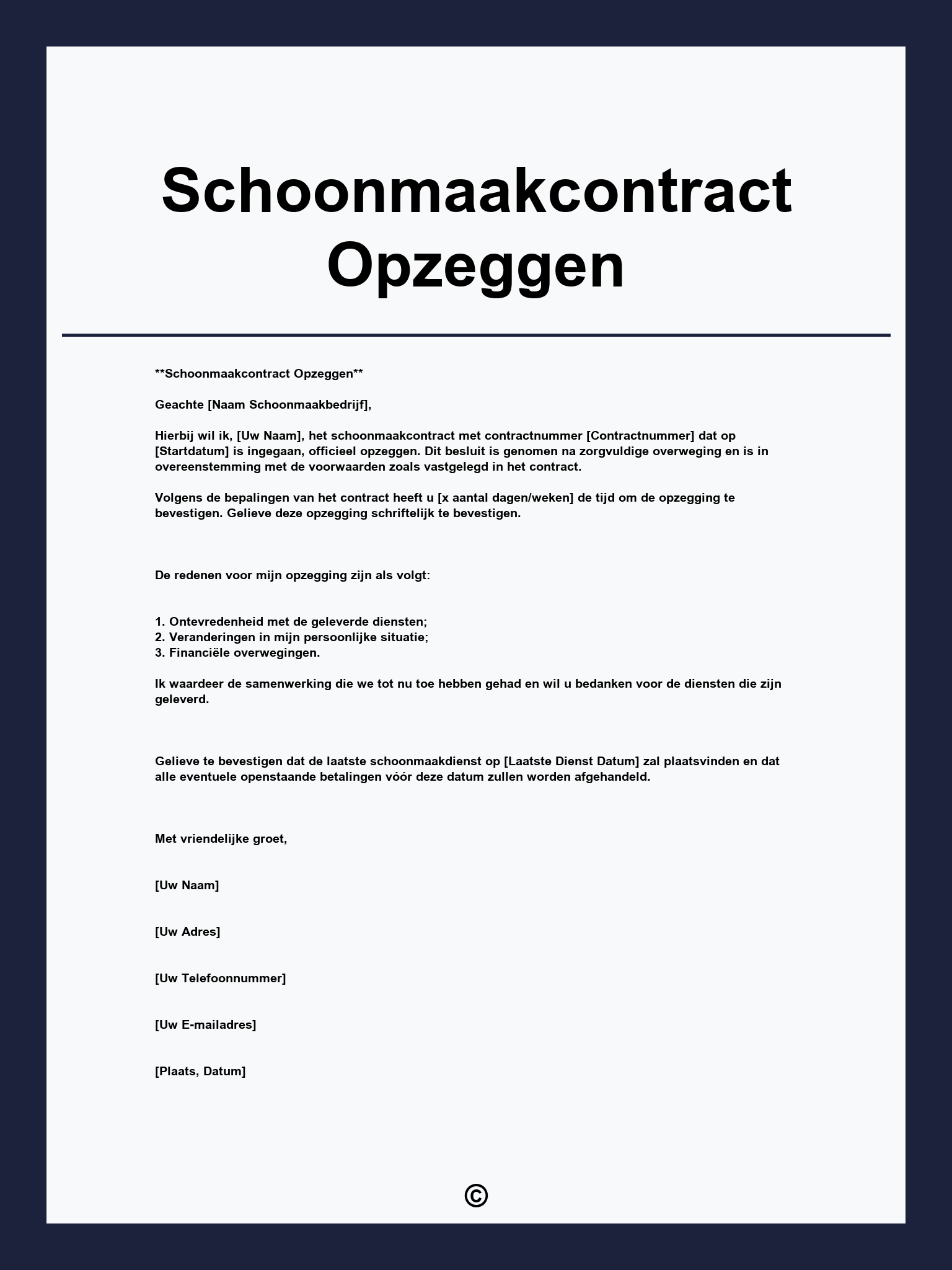 Schoonmaakcontract Opzeggen