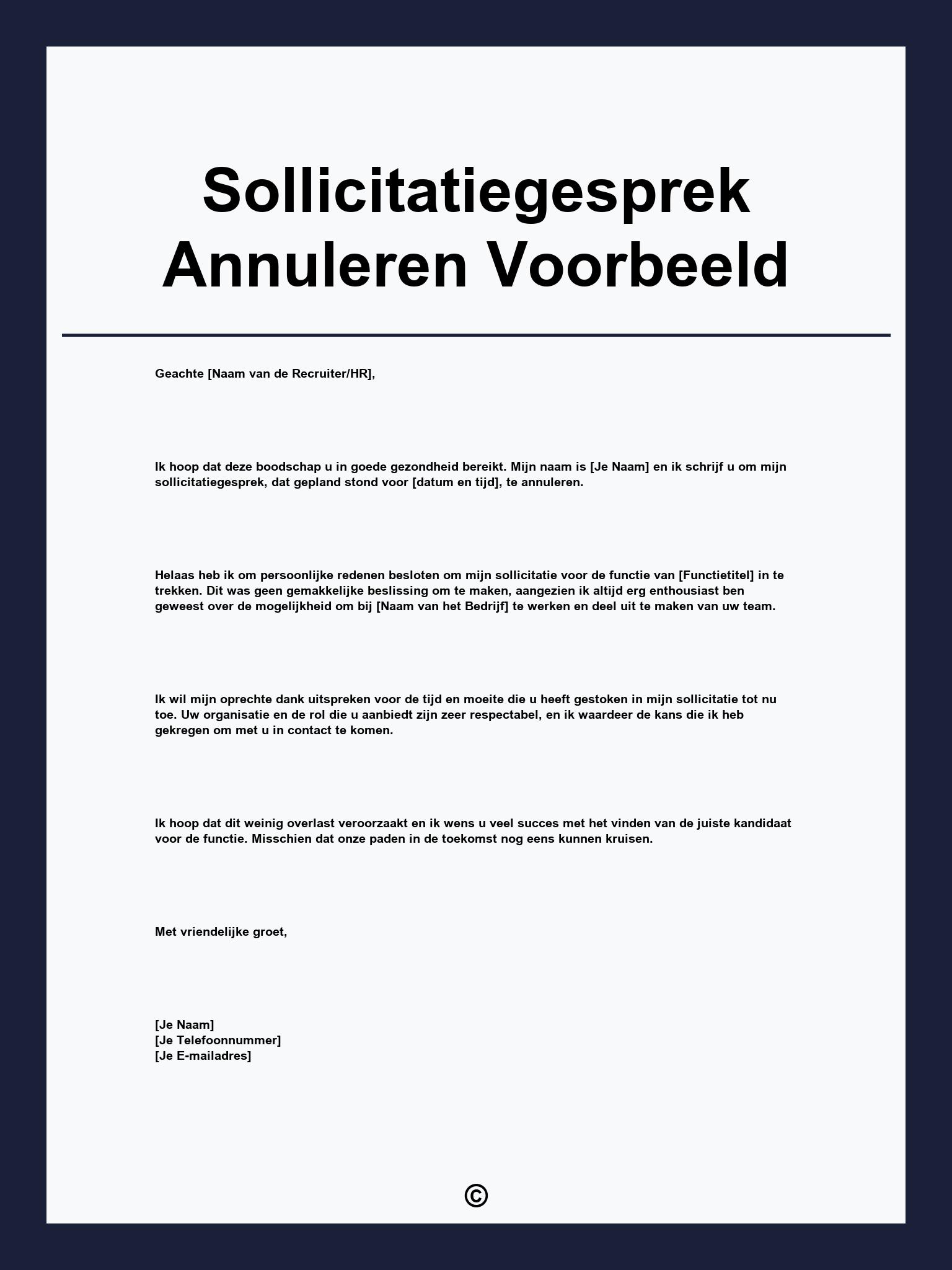 Sollicitatiegesprek Annuleren Voorbeeld