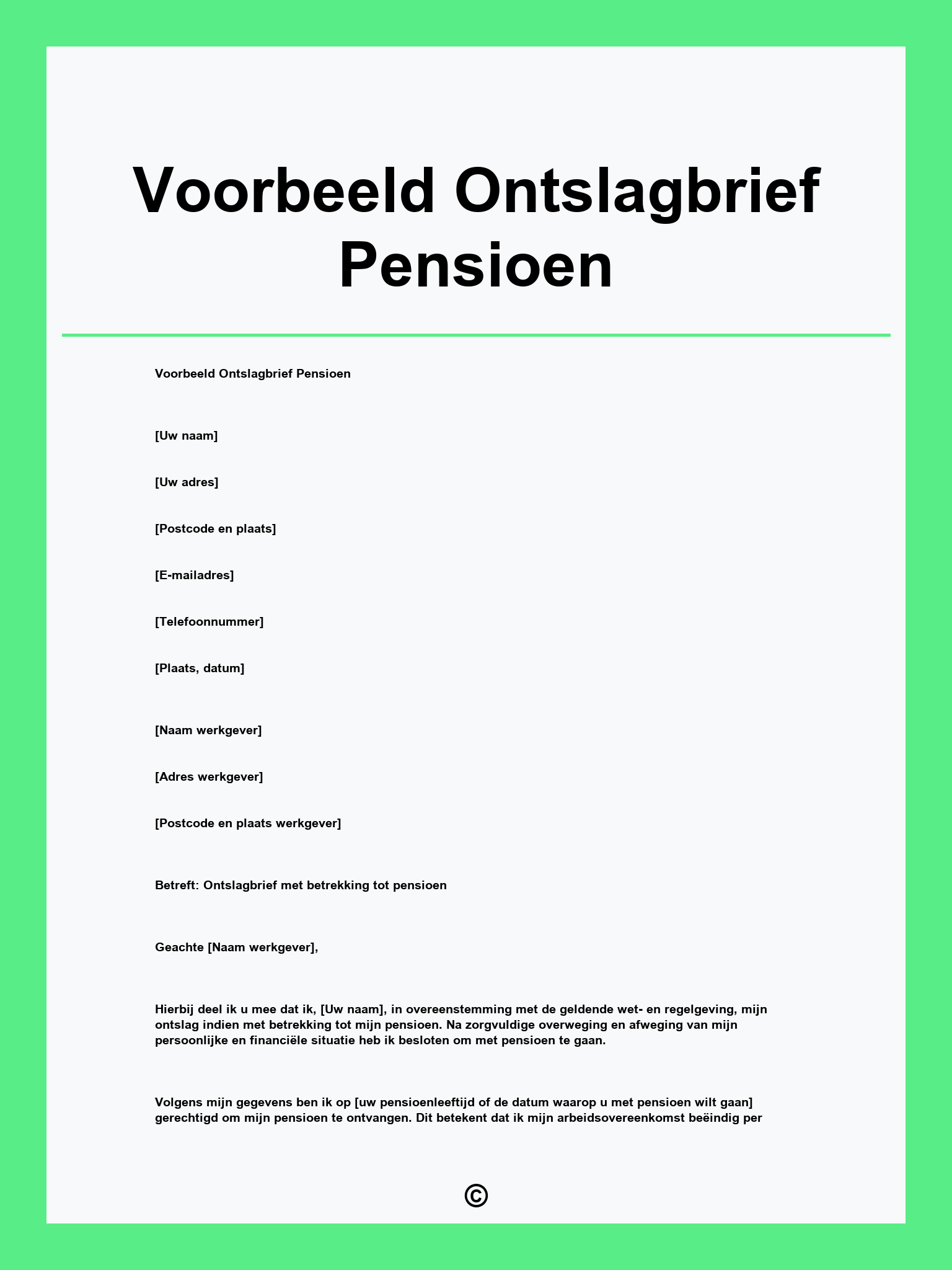 Voorbeeld Ontslagbrief Pensioen